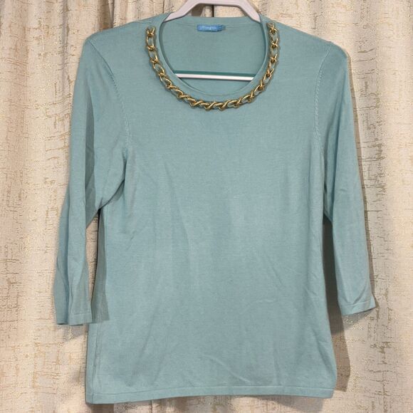 J. McLaughlin Pullover Sweater Top w/ Built-in Necklace Light Blue Womens Medium - Picture 1 of 5